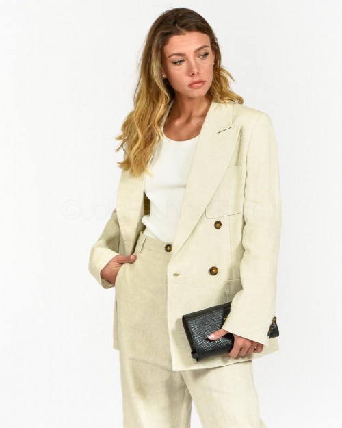 Solo Tre Double Breasted Jacket in Cord Linen