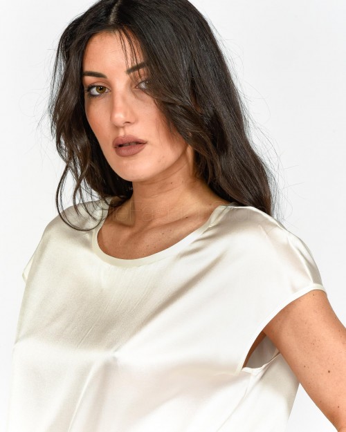 Solo Tre Camicia in Seta Panna  M1E0108 EU 02S