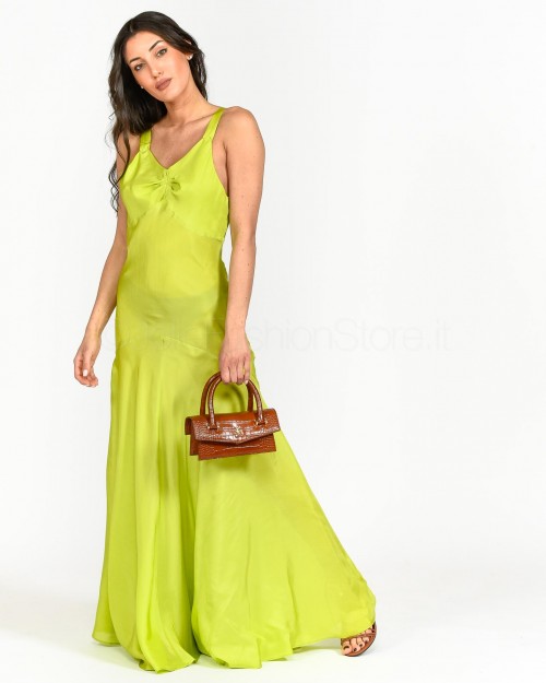 Solo Tre Long Lime Silk Dress