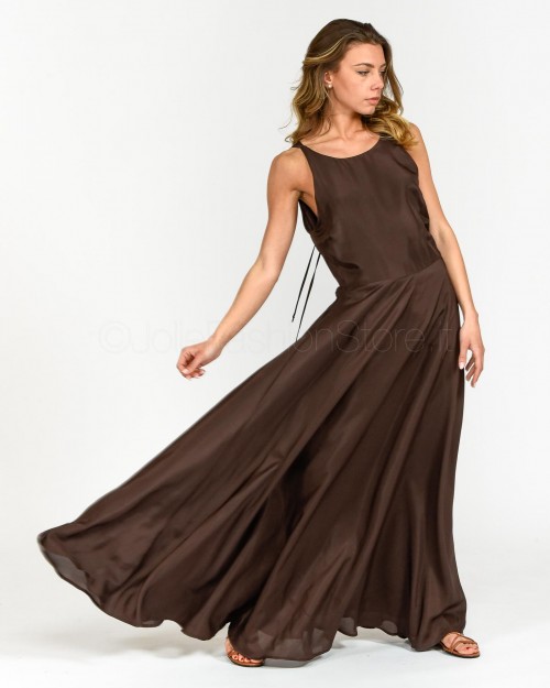 Solo Tre Long Dress in Cocoa Silk