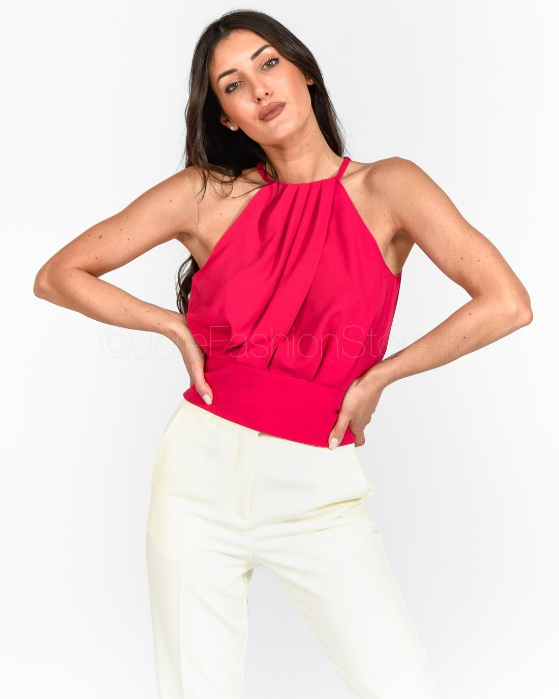 Pinko Top in Crepe Fluido Fucsia  100841 A0MP P87