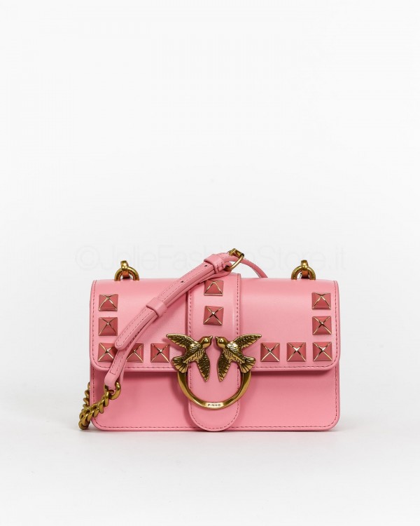 Pinko Mini Love Bag One con Borchie Rosa Antique Gold  100059 A0NF P31Q