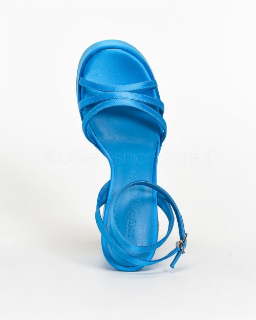 Sergio Levantesi Sandal with Plateaux in Bluette Satin  VANILLA RASO SETA PLACIDO