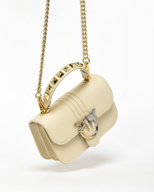 Pinko Love Bag Bell Mini Bianco Shiny Gold