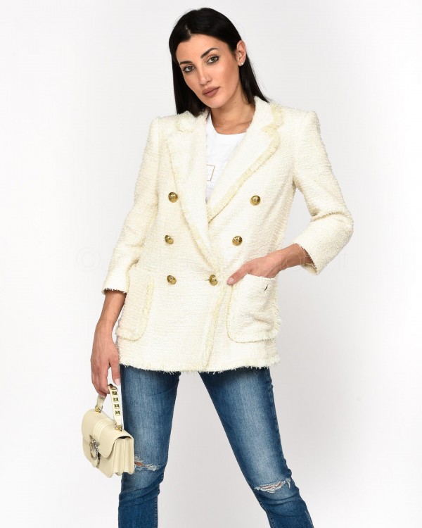Elisabetta Franchi Giacca in Tweed Avorio  GI06432E3 193