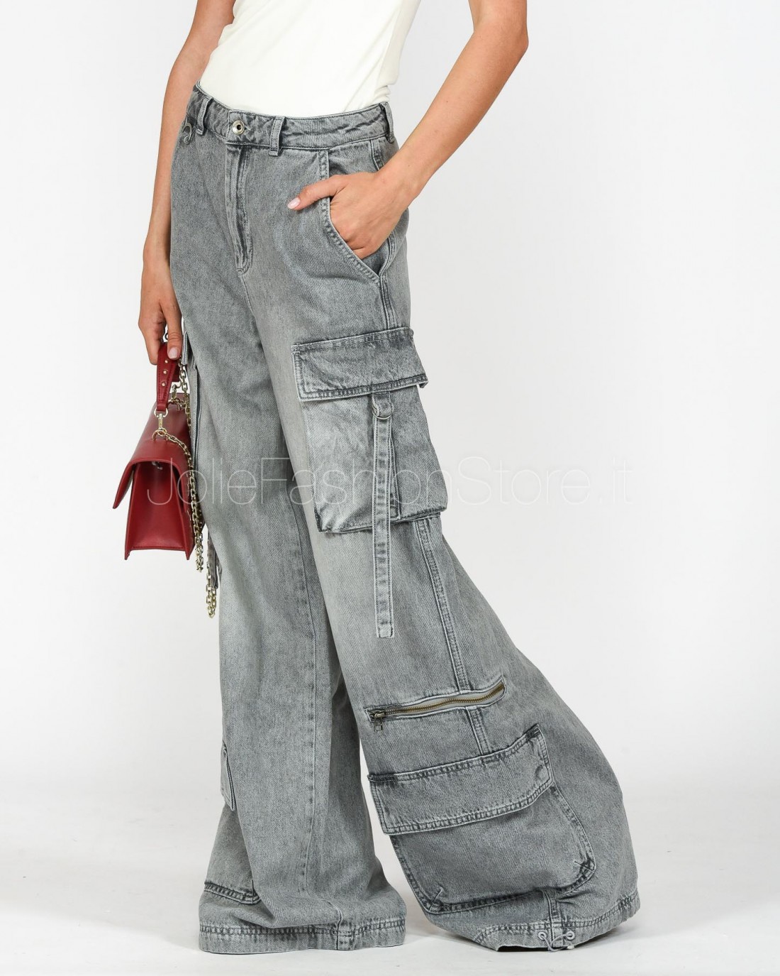 Patrizia Pepe Pantaloni Cargo Mineral Gray Wash  8P0544 D048 S665