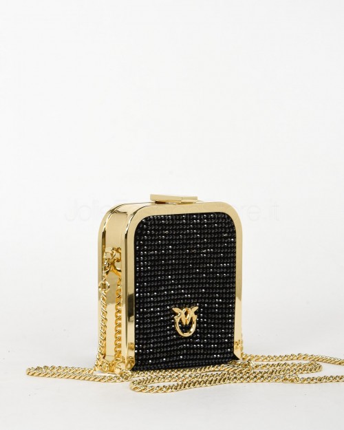 Pinko Pochette Box Clutch Nero Shiny Gold  101514 A159 Z99U