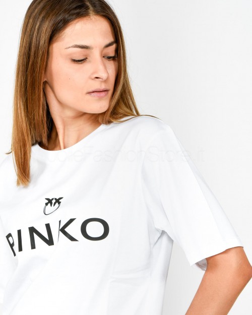 Pinko T-Shirt Oversize Bianca Scritta Nera  101704 A12Y Z04