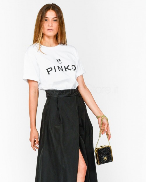 Pinko T-Shirt Oversize Bianca Scritta Nera