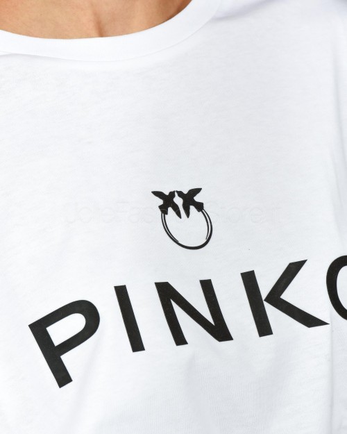 Pinko T-Shirt Oversize Bianca Scritta Nera  101704 A12Y Z04