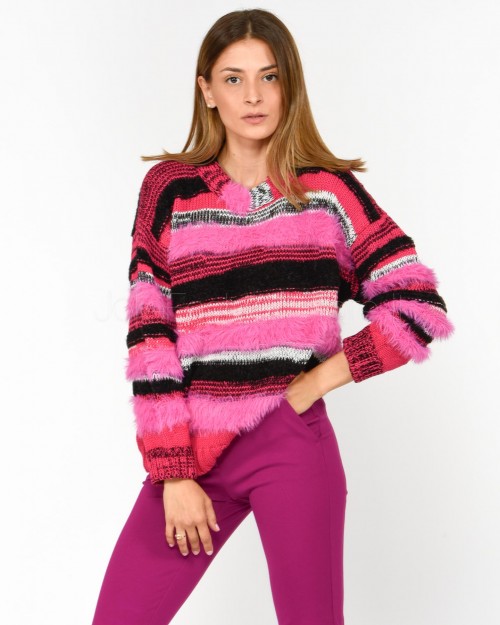 Pinko ANTILOPE MAGLIA JACQUARD MULTI MULT.FUXIA/NERO