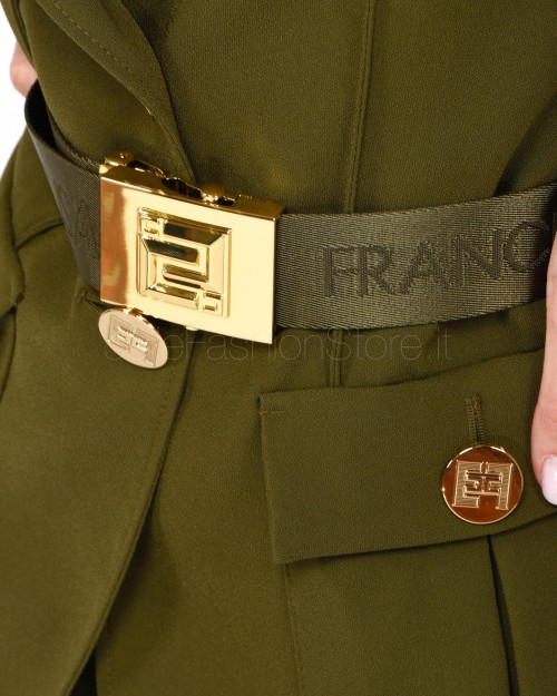 Elisabetta Franchi Giacca con Cintura Army  GI07136E2 BI7