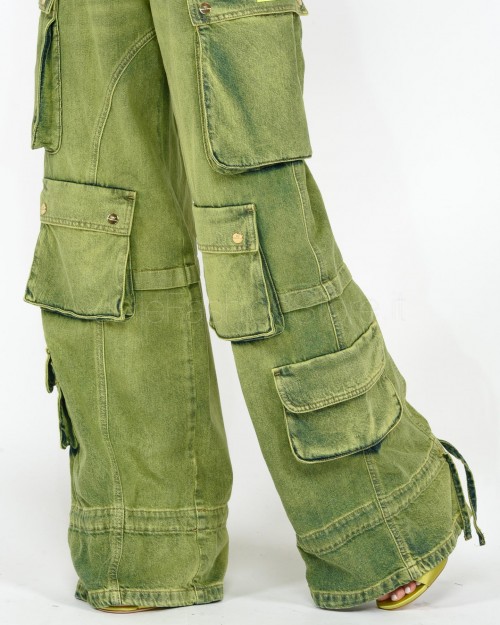 Elisabetta Franchi Jeans Cargo Lime Fluo  PJ10D36E2 BJ5