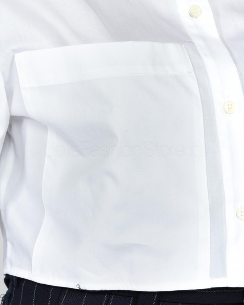 Solo Tre Camicia Cropped in Cotone Bianco  M1R0032 A 01