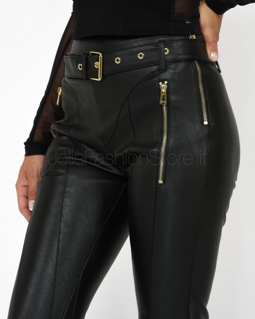 Pinko Pantaloni Slim Effetto Pelle Nero  101643 A12U Z99