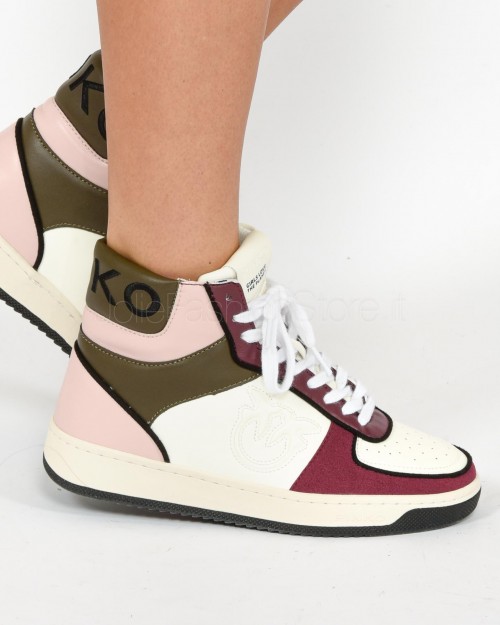Pinko Sneakers Recycled Multi Bianco Bordeaux Rosa  102638 A0VK ZRN