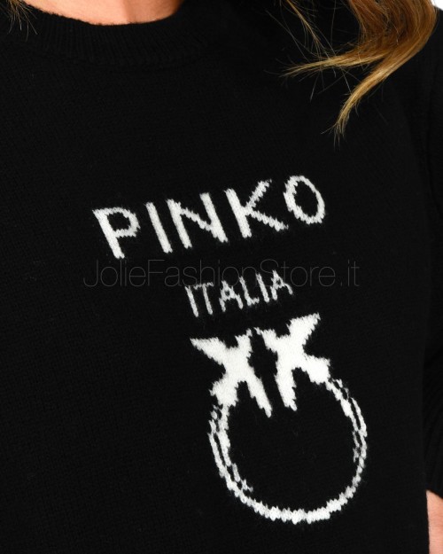 Pinko Maglia Nera con Logo Bianco  100414 Y7Z4 ZZ2
