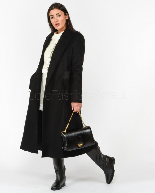 Patrizia Pepe Cappotto con Cintura Nero  2O0120 A171 K103