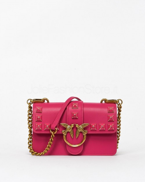 Pinko Mini Love Bag One con Borchie Fucsia Antique Gold