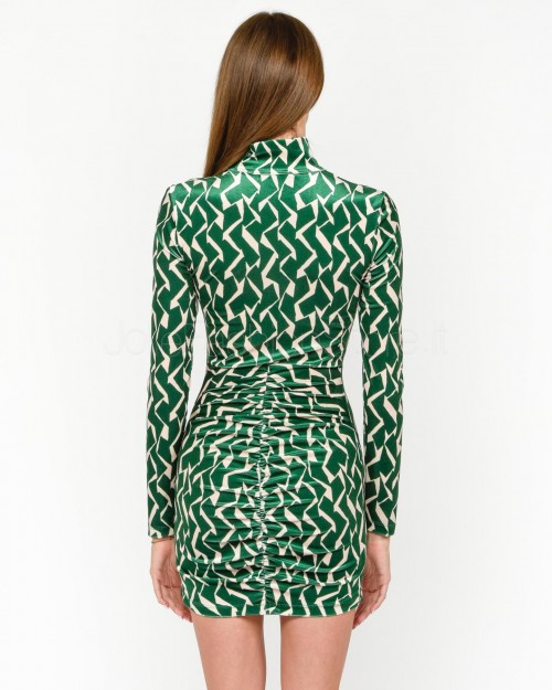 Patrizia Pepe Abito Corto in Fantasia Geometric Green  2A2613 J164 J3X0