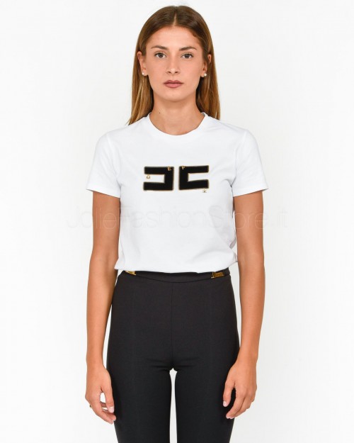 Elisabetta Franchi T-Shirt Bianca Logo  MA00236E2 392