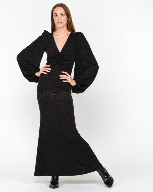 Actualee Long Black Dress with Glitter