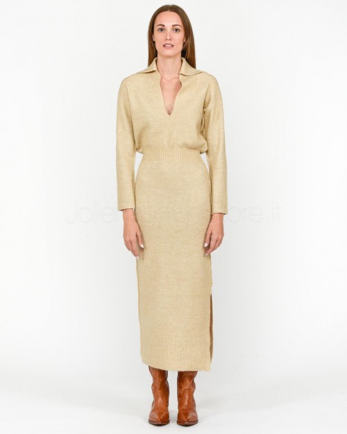 Patrizia Pepe Abito Lungo in Maglia Craft Beige  2A2618 K139 B778