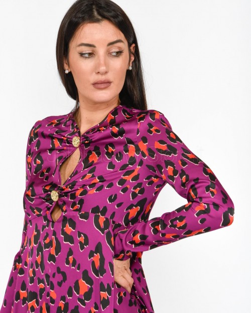 Pinko Abito con Stampa Maculata Psicadelica Fucsia Arancio Nero  102470 A1B7 WA6