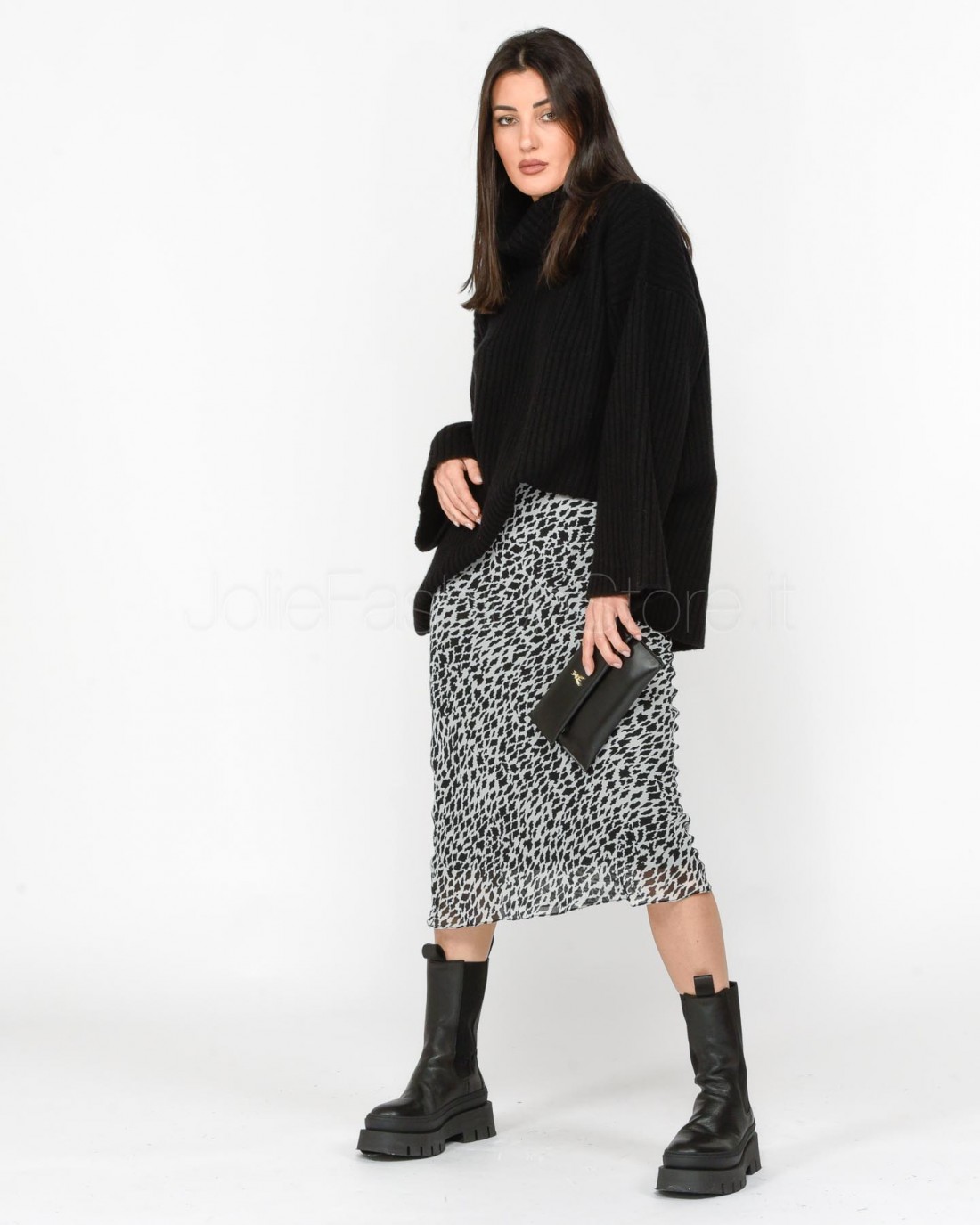 Patrizia Pepe Gonna in Fantasia Bianco e Nero  1G1451 A1YG FE99