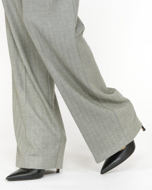 Patrizia Pepe Pantaloni Morbidi in Fantasia Spina Pesce Grigio  1P2112 A480 S695