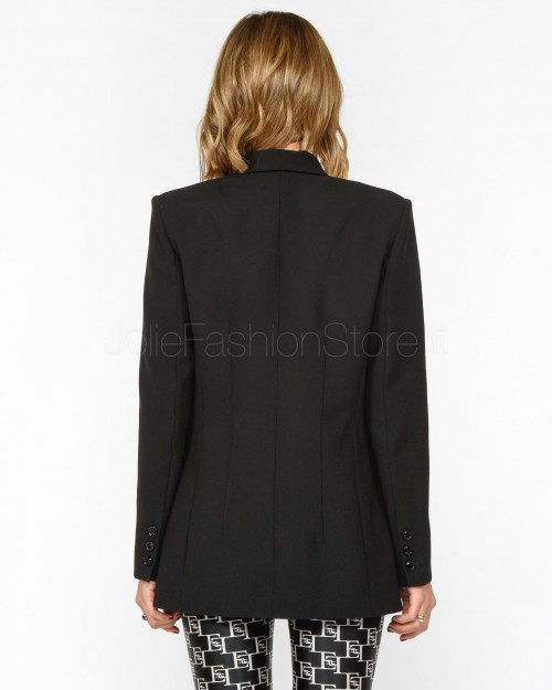Elisabetta Franchi Black Crepe Jacket with Shawl Lapel  GI06041E2 110