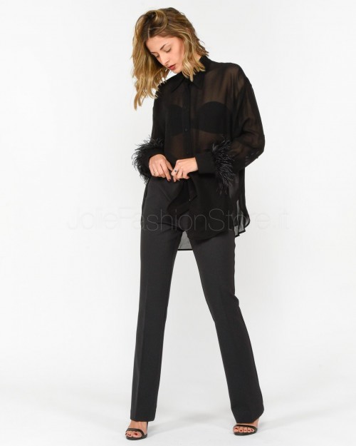 Pinko Long Shirt with Black Feathers