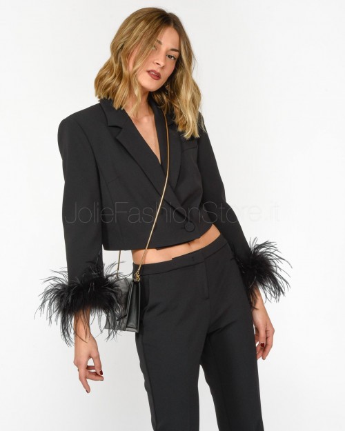 Pinko Short Jacket with Black Feathers  102865 A1JX Z99