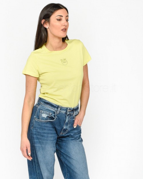 Pinko BUSSOLOTTO JERSEY T-SHIRT WITH CHICORY ENDIVE LOGO