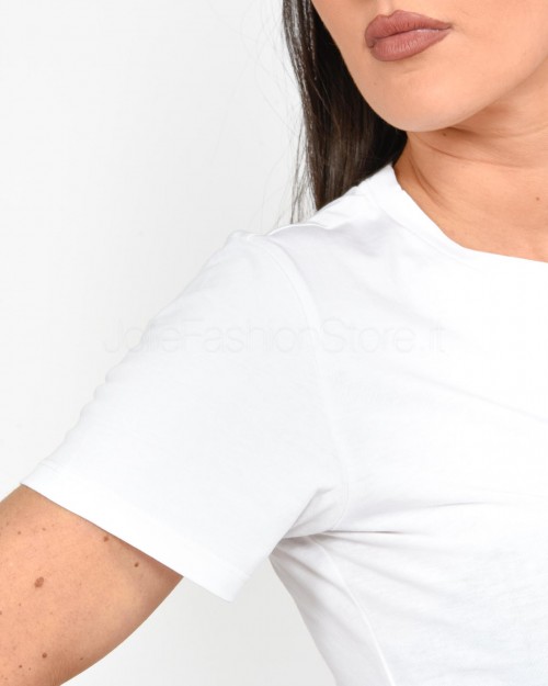 Patrizia Pepe T-Shirt con Logo Applicazioni Ricamato Bianco Ottico  8M1599 J043 W103