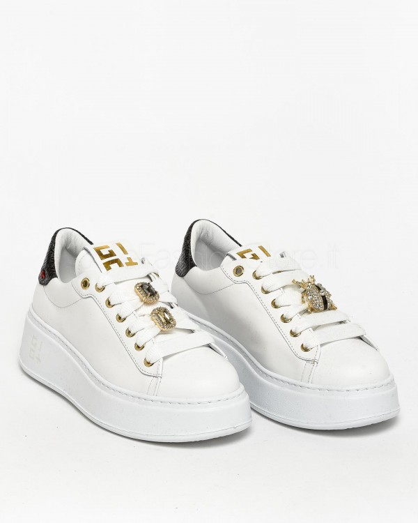 Gio+ White Sneakers with Black Tab  PIA136A