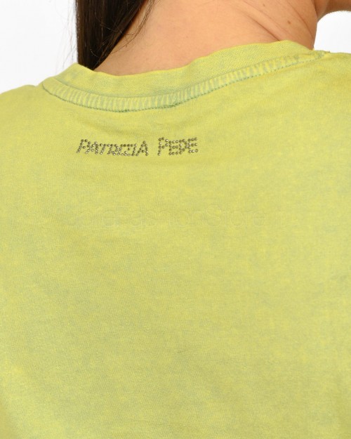 Patrizia Pepe T-Shirt con Strass Kiwi Green Wash  8M1593 J183 G576