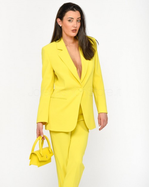 Pinko EXAGGERATED BUTTERCOLLE YELLOW STRETCH CREPE JACKET