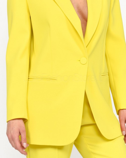 Pinko EXAGGERATED BUTTERCOLLE YELLOW STRETCH CREPE JACKET  102858 A1L8 H17