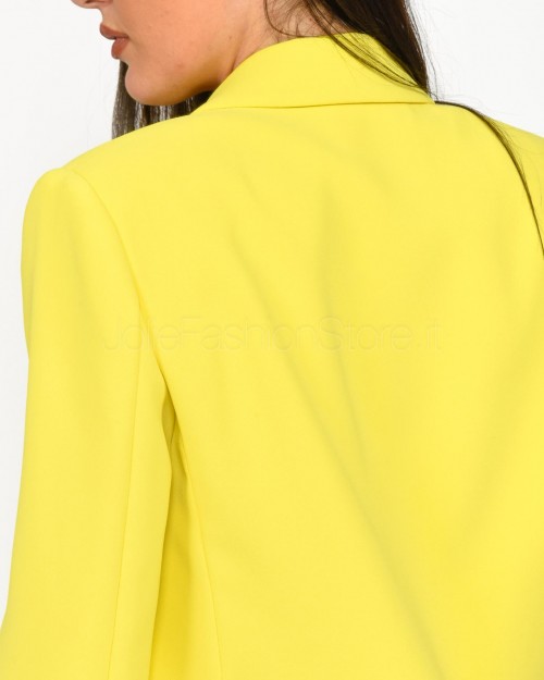 Pinko EXAGGERATED BUTTERCOLLE YELLOW STRETCH CREPE JACKET  102858 A1L8 H17