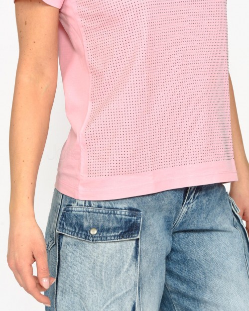 Patrizia Pepe T-Shirt con Strass Pink Wash  8M1593 J183 R829