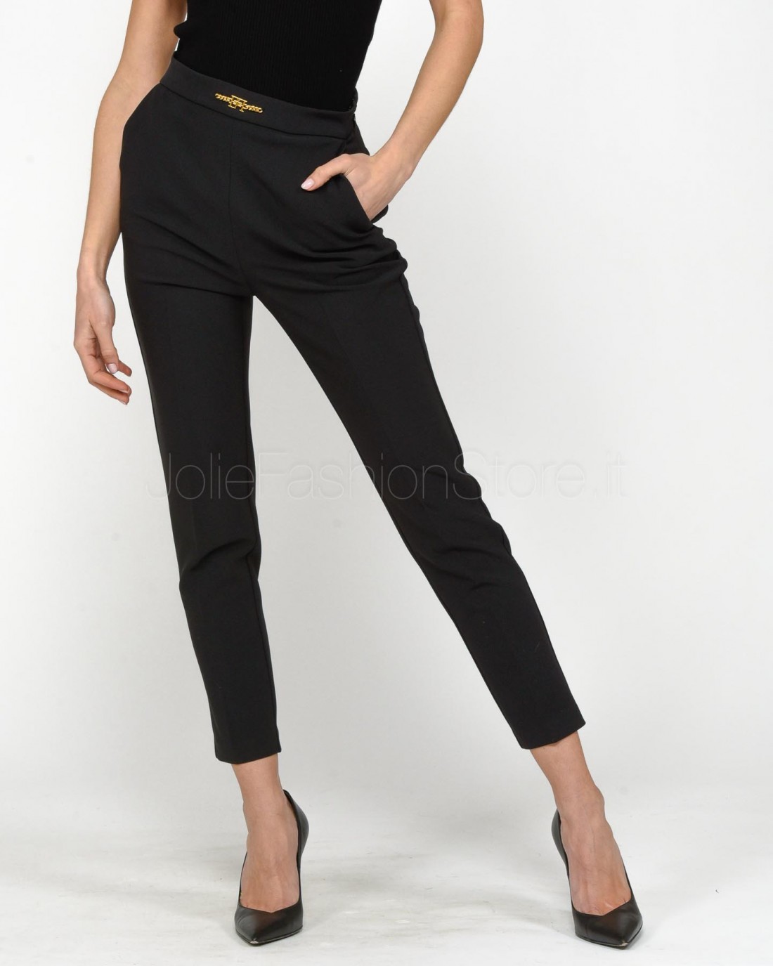 Elisabetta Franchi Pantalone Dritto Nero  PA02741E2 110