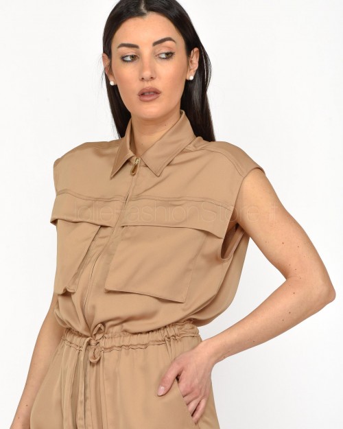 Pinko Tuta Utility Satin e Georgette Beige  103283 A1PP C95