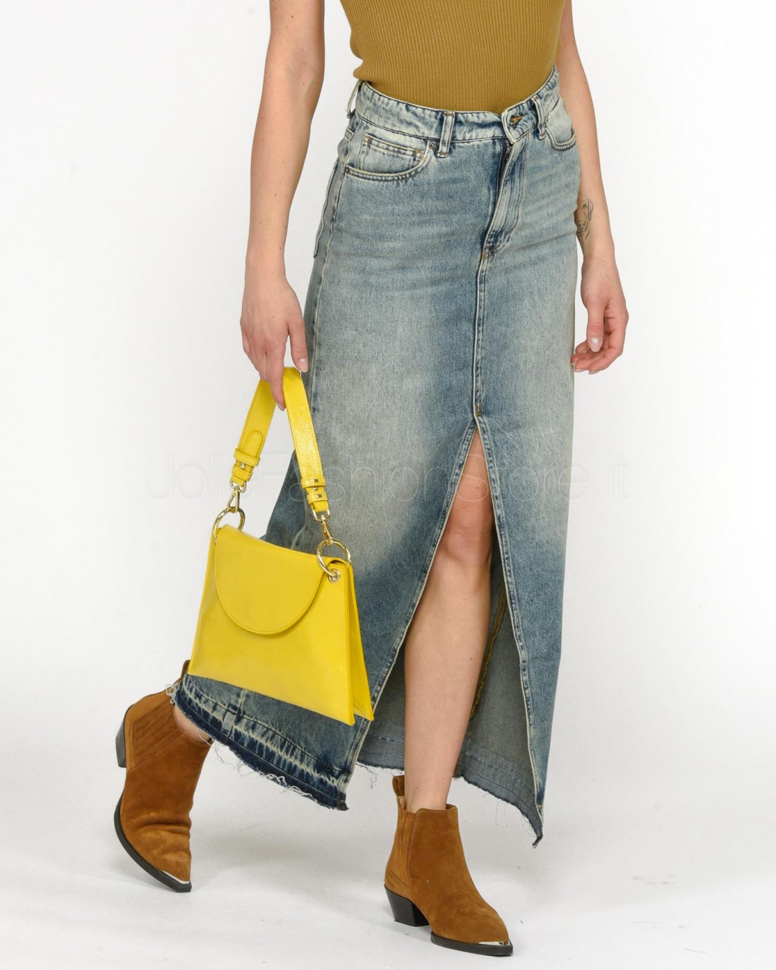 Solo Tre Gonna Lunga in Demim Vintage  M1B0031 DENIM VINTAGE