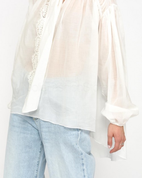 Pink Memories White Over Shirt with Lace  11667 BIANCO