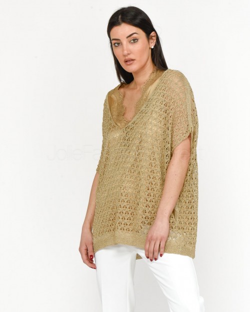 Pink Memories Gold Perforated Sweater  11660 15
