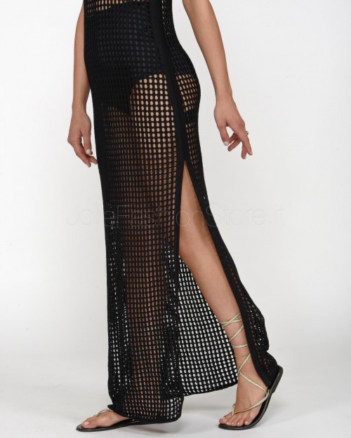 Patrizia Pepe Long Black Perforated Dress  2A2695 K183 K103