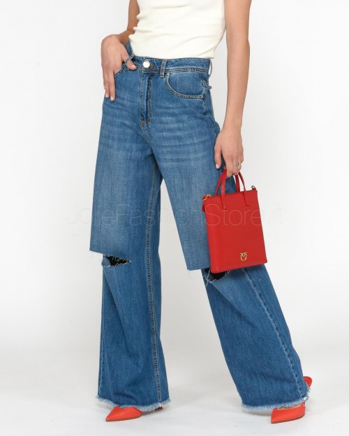 God Save Palazzo Denim Jeans with Rips