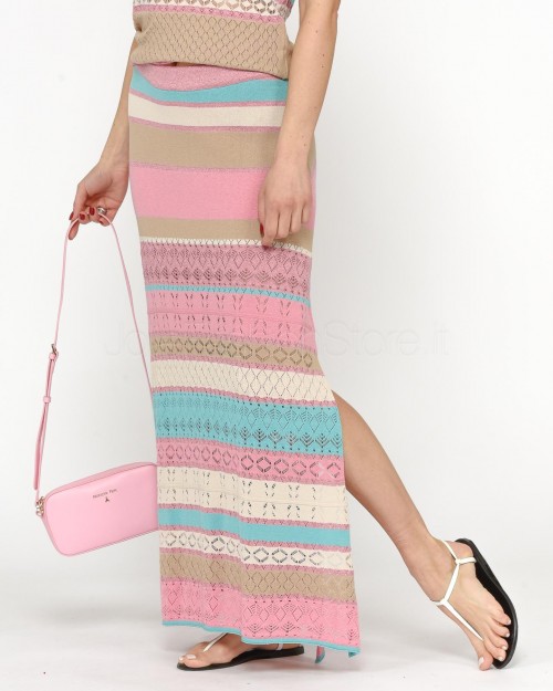 Akep LONG KNITTED SKIRT WITH PINK STITCH  GOKD05067 V1