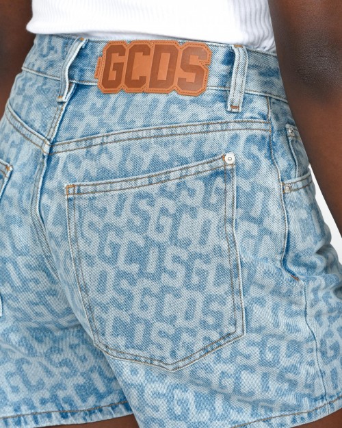 GCDS Shorts in Denim Monogram  A1CW3100DA2 75